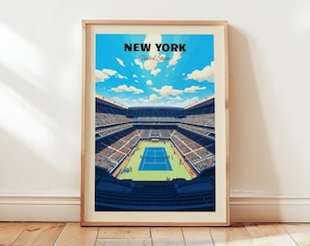 New York Grand Slam Tennis Print, Tennis Stadium Artwork, Tennis Home Decor, Tennis Poster Wall Artwork, United States Digital Download Art
