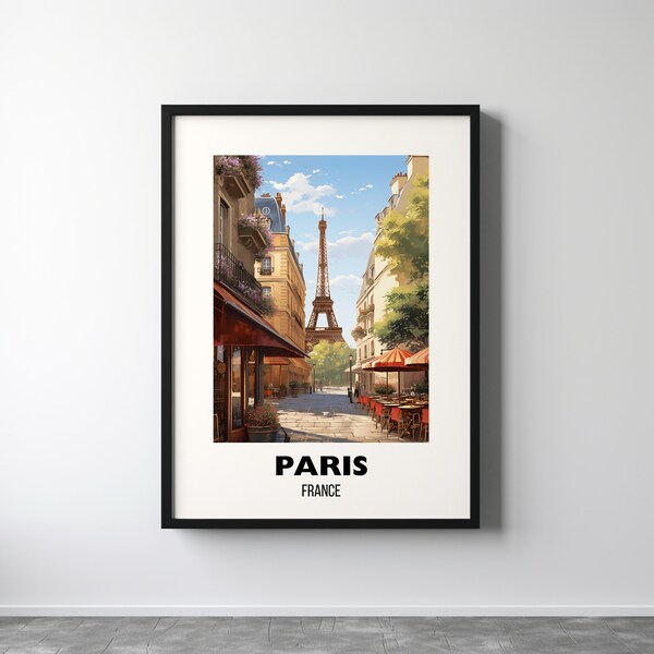 Paris Travel Poster Wall Art, City Art Poster, Europe Travel Prints, France Wall Art, Paris Gift, Paris Print, Digital Download Wall Art