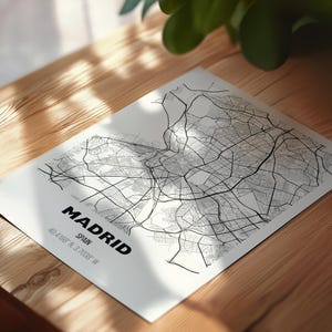 Madrid Map Print, Madrid Spain, Madrid City Map Poster, Street Road Map Print, Nursery Room Office Decor, Minimal Wall Art Town Map Gift