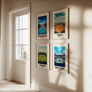 Grand Slam Set of 4, Tennis Poster Prints, Printable Grand Slam Series, Tennis Wall Art, Grass Court, Clay Court, Hard Court, Tennis Majors image 4