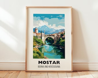 Mostar Bosnien und Herzegowina Reisedruck Wandkunst, Mostar Alte Brücke Poster, Mostar Reise Wohnkultur Geschenk, Kunstwerk