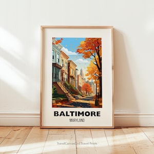 Baltimore Travel Poster Wall Art, Baltimore Maryland Print, US Cities Home Decor, United States Travel Gift, Digital Download Artwork