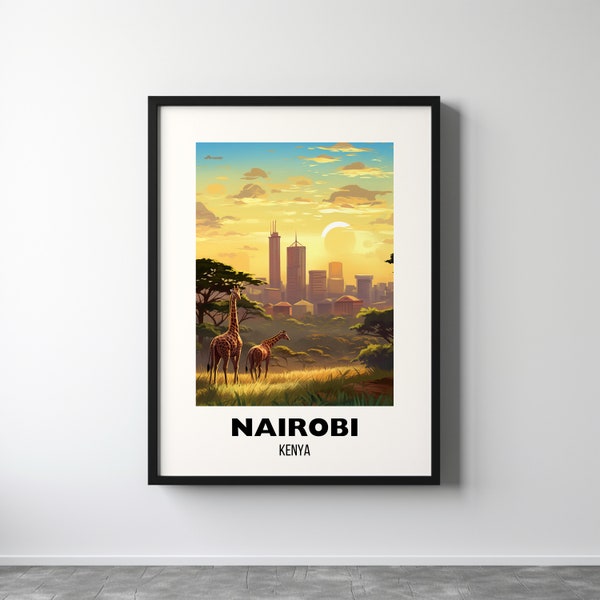 Nairobi Travel Poster Wall Art, City Poster, Africa Travel Prints, Kenya Wall Art, Nairobi Gift, Nairobi Print, Digital Download Wall Art