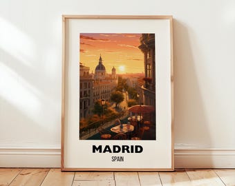 Madrid Travel Poster Wall Art, City Art Poster, Europe Travel Prints, Spain Wall Art, Madrid Gift, Madrid Print, Digital Download Wall Art