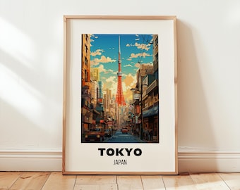 Tokyo Travel Poster Wall Art, City Art Poster, Asia Travel Prints, Japan Wall Art, Tokyo Gift, Tokyo Print, Digital Download Wall Art