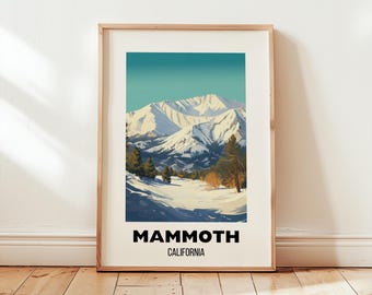 Mammoth Mountain Travel Poster Wall Art, Mammoth Ski Resort Print, Mountain Wall Artwork, Cabin Decor Gift
