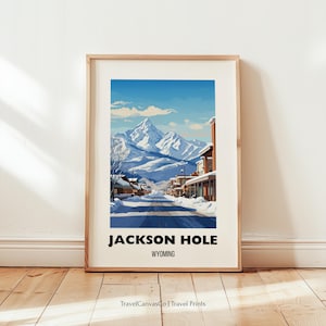 Jackson Hole Travel Poster Wall Art, Jackson Hole Print Gift, Wyoming Travel Poster, Snowboarding Decor, Ski Resort, Digital Download