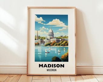 Madison Reise-Druck Wandkunst, Madison Wisconsin Kunst Geschenk, Wisconsin State Capklemme Madison Wisconsin Poster, Geburtstagsgeschenk