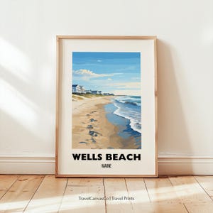 Wells Beach Travel Print Wall Art, Wells Beach Art Poster, Maine Home Decor, Maine Beach Gift, Wells Beach Artwork, Digital Download