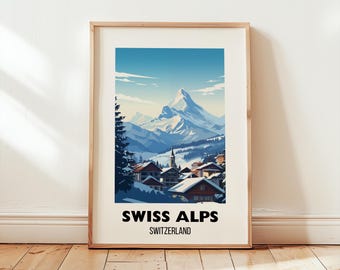 Swiss Alps Travel Print Wall Art, Swiss Alps Poster, Swiss Alps Switzerland Gift, Switzerland Poster Home Decor, Swiss Alps Digital Download
