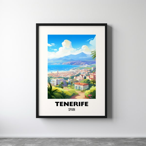 Tenerife Travel Print Spain, Tenerife Poster, Europe Print, Spain Wall Art, Tenerife Gift, Home Decor, Digital Download Art, Islas Canarias