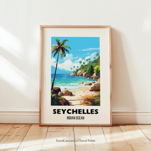 Seychelles Travel Print Wall Art, Seychelles Indian Ocean Art Poster, Seychelles Home Decor Gift, Birthday Present, Digital Download Artwork