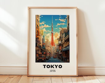 Tokyo Travel Poster Wall Art, City Art Poster, Asia Travel Prints, Japan Wall Art, Tokyo Gift, Tokyo Print, Wall Art