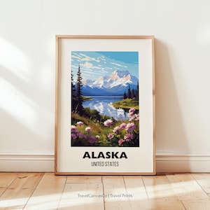Alaska Travel Print Wall Art, Alaska Poster, United States Home Decor, Birthday Present, Wedding Gift, Digital Download Mountain Artwork
