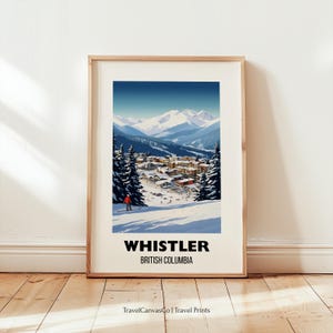 Whistler Ski Resort Travel Poster Wall Art, Ski Mountain Wall Art, Whistler British Columbia Print Gift, Cabin Home Decor, Digital Download