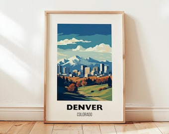 Denver Colorado Travel Poster Wall Art, Denver City Print, Rocky Mountains Artwork, Denver Home Decor Gift