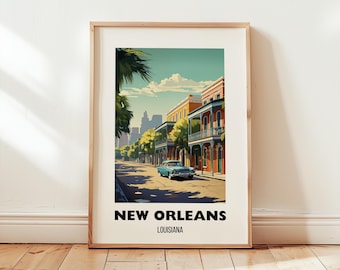 New Orleans Travel Print Wall Art, New Orleans Louisiana Poster, New Orleans Home Living Decor, Birthday Present, Artwork