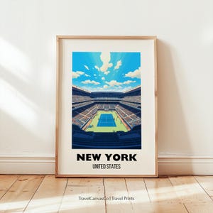 New York Grand Slam Tennis Print Wall Art, Tennis Stadium Artwork, Tennis Home Decor, Tennis Poster, Digital Download Art