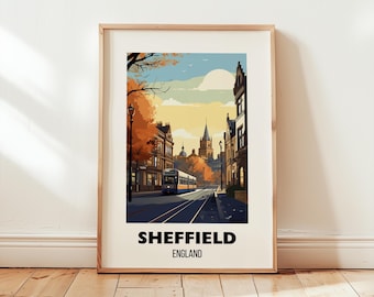 Sheffield England Travel Poster: Archival Matte Print