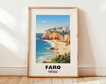 Faro Travel Poster Wall Art, Faro City Art Print, Portugal Travel Prints, Faro Portugal Home Decor Artwork, Faro Gift