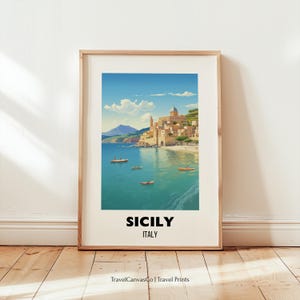 Sicily Italy Print Wall Art, Italy Travel Poster, Sicily Beach Travel Art, Sicily Italy Gift, Italy Landscape Print, Digital Download Decor