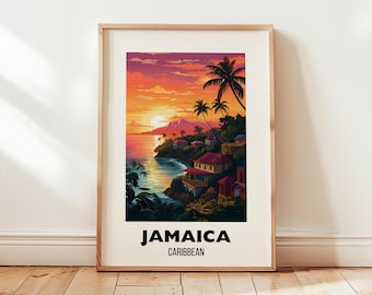 Jamaica Travel Print Wall Art, Jamaica Poster, Jamaica Caribbean Travel Gift, Printable City Poster, Birthday Present, Digital Download Art