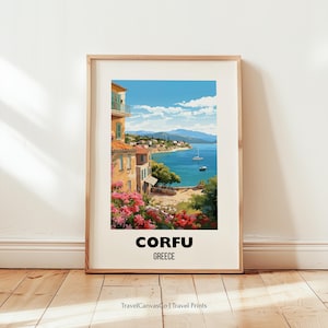 Corfu Greece Travel Poster Wall Art, Corfu City Poster, Greece Travel Gift, Corfu Coastal Home Decor, Corfu Artwork, Digital Download Art
