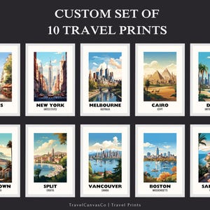 Custom Set of 10 Travel Prints, Personalized City Prints, Digital Download Art, Personalized Gift, Set of 10 Travel Prints, Travel Poster