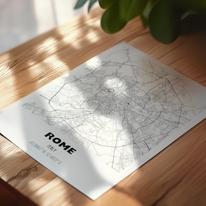 Rome Map Print, Map of Italy, Rome Wall Art, Rome Italy Map Poster, Roma Italia City Street Map Print, Black and White Map, Minimal Map Gift