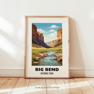 Big Bend National Park Texas Travel Print, Big Bend Travel Poster Gift, Hiking Wall Art Home Decor, Digital Download, US National Park Art