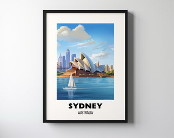 Sydney Travel Poster Wall Art, City Art Poster, Australia Travel Print, Australia Art, Sydney Gift, Sydney Print, Digital Download Wall Art
