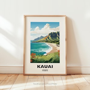 Kauai Travel Print Wall Art, Kauai Hawaii Art Lover Poster, Kauai Home Decor, Kauai Gift, Hawaii Birthday Present, Digital Download Artwork