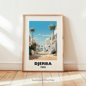 Djerba Travel Print Wall Art, Tunisia Print, Djerba Travel Gift, Retro Wall Art, Printable City Poster, Birthday Present, Digital Download
