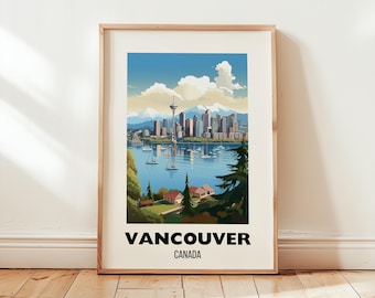 Vancouver Travel Poster Wall Art, City Art Poster, Canada Travel Prints, Canada Wall Art, Vancouver Gift, Vancouver Print
