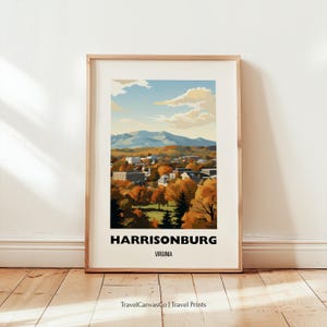 Harrisonburg Travel Poster Wall Art, Harrisonburg City Art Print, Virginia Travel Prints, Harrisonburg Gift Home Decor, Digital Download