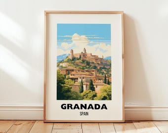 Granada Spain Travel Print, Granada Wall Art, Spain Travel Poster, Spain Wall Art, Granada Home Decor, Granada Spain Illustration Gift