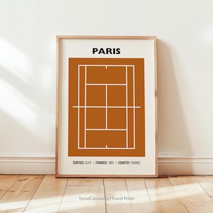 Paris Grand Slam Tennis Print Wall Art, Clay Court Tennis Artwork, Tennis Poster Prints, Grand Slam Poster Home Decor, Tennis Majors