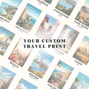 Custom Travel Poster Print, Personalized City Print, Digital Download Wall Art, Personalized Gift, Travel Print, Travel Poster, Travel Decor