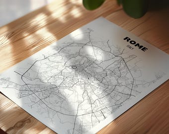 Mapa de Roma Italia, póster mapa Roma, impresión de calles Roma, arte mapa Italia, decoración con mapa urbano de Roma