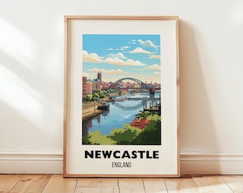 Newcastle Travel Print Wall Art, Newcastle United Kingdom Gift, Newcastle Poster, City Poster, England City Art