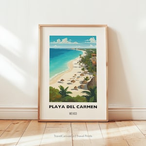 Playa del Carmen reseaffisch väggkonst, Playa del Carmen konsttryck, Mexiko resetavlor, Playa del Carmen heminredning present