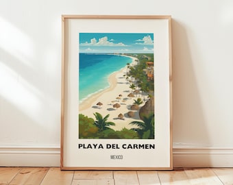 Playa Del Carmen Travel Poster Wall Art, Playa Del Carmen Art Print, Mexico Travel Prints, Playa Del Carmen Home Decor Gift