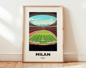 Milan Football Print Wall Art, Milan Italy Art Poster, Gift for Him Her, Husband Gift, Birthday Gift for Men, Milan Decor, Digital Download