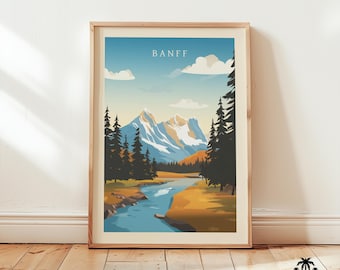 Banff National Park Poster Wall Art, Banff Print, National Park Home Decor Gift, Canada National Park Artwork, Banff Digital Download Art