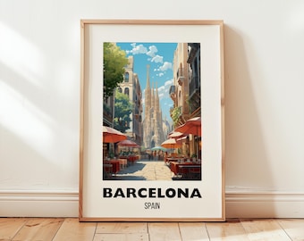 Barcelona Reiseplakat Wandkunst, Stadt Kunst Poster, Europa Reise Drucke, Spanien Kunst, Barcelona Geschenk, Barcelona Druck, Kunst