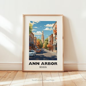 Ann Arbor Travel Poster Wall Art, City Poster, Michigan Travel Print, Michigan Wall Art, Michigan Gift, Ann Arbor Print, Digital Download