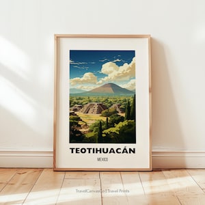 Teotihuacan Travel Poster Wall Art, Teotihuacan Mexico Art Print, Mexico Prints, Teotihuacan Home Decor Artwork Gift, Digital Download