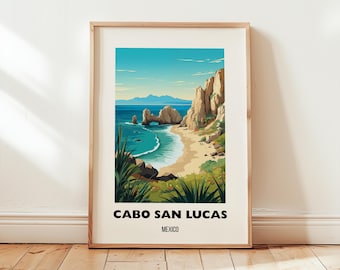 Cabo San Lucas Travel Poster Wall Art, Cabo Mexico Art Print, Cabo Mexico Travel Gift, Cabo San Lucas Arch, Travel Art