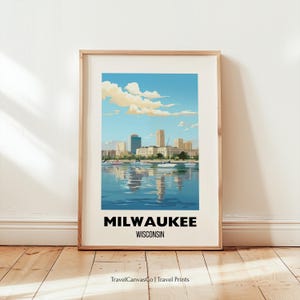 Milwaukee Travel Poster Wall Art, Milwaukee Wisconsin Print, Milwaukee City Art, Milwaukee Home Decor Gift, Digital Download Artwork