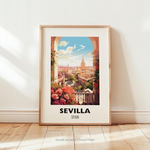 Sevilla Spain Travel Poster Wall Art, Spain Travel Poster, Sevilla Travel Print, Seville Spain Travel Gift, Seville Art, Digital Download